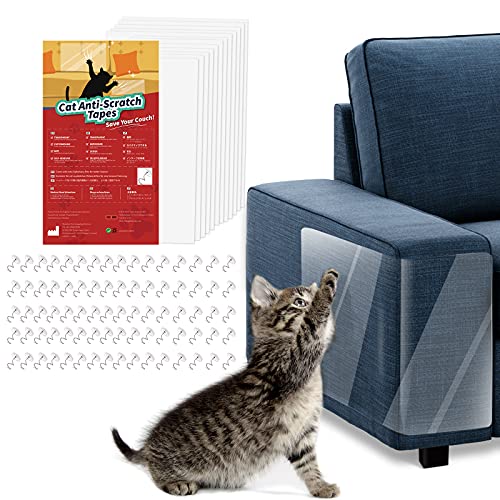 VavoPaw Krasbeschermingsfolie voor katten, 12 stuks, transparant, meubelbeschermer, kattenmeubelbescherming, krabpads met 80 schroeven, klauwbescherming voor meubels, bank, deur, muur, krasafweer van