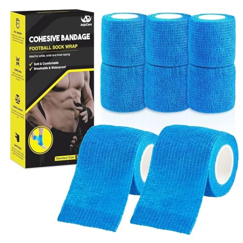 AnjoCare Zelfklevende bandagewrap (8 stuks), ademend zelfklevend verband, cohesieve bandagewrap voor eerste hulp, sportblessures, polsverstuikingen, vetwrap voor honden (5 cm x 4,5 m)