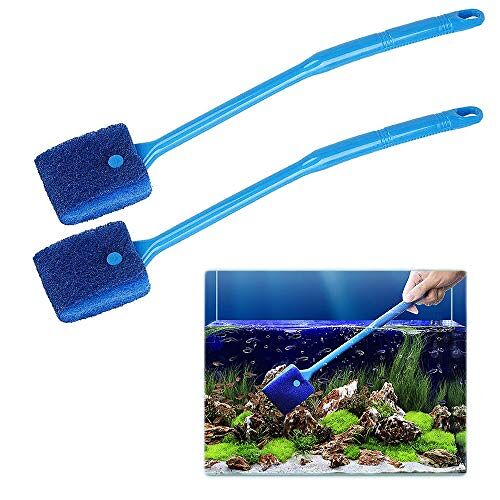 Gurxi GU  Aquariumspons met handvat, aquariumspons, reiniger, aquariumborstel, aquariumborstel, lange ruitenreiniger, aquariumspons voor het reinigen van aquariumglas, 2 stuks