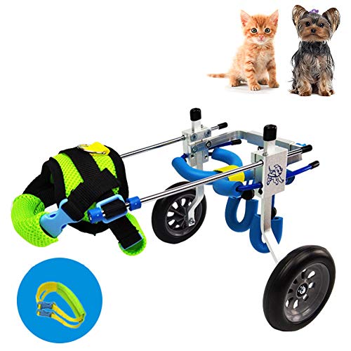 Cora Pet Hondenrolstoel voor achtervoeten, rolstoel, loophulp, hondenwagen, hondenwagen, rolli hondenwagen voor huisdieren, 2 wielen, wagen, kat, hond, haas, 1,5 ~ 16 kg, gemakkelijk in te stellen