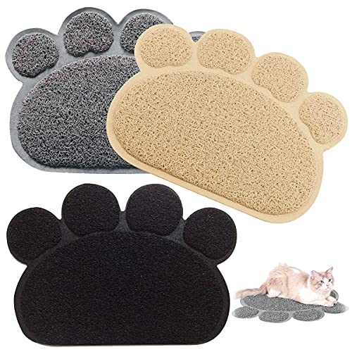 Tianher Kattenbakmat, 3 stuks, pvc, kattenbakmat, kattenbakmat, huisdier, voederbakmat, kattenbakmat, waterdicht, antislip, voor katten en honden