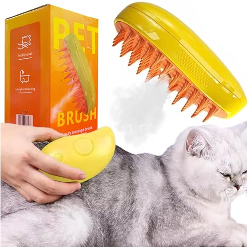 YKHSUAOU Steam Brush Cat 3-in-1 Stoomborstel voor katten, stoomborstel, kattenstomer, kattenborstel, massagekam, kattenborstel met stoom, stoomende kattenborstel