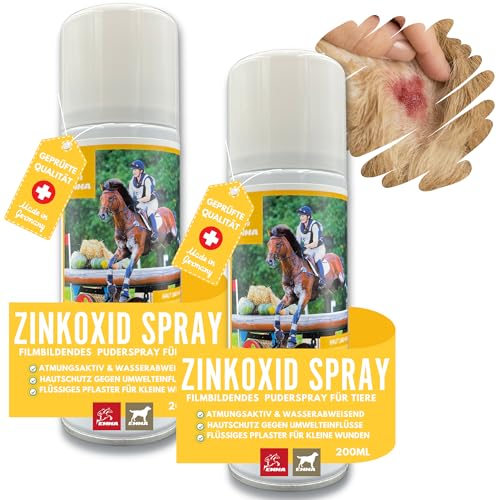 EMMA Zinkspray paard hond ⇒ zinkzalf om te spuiten zinkoxide spray wondspray hond pleisterspray tegen jeuk kat zink spray spuitpleister hond paarden zinkspray zalvenspray mauke spray 2 x 200 ml