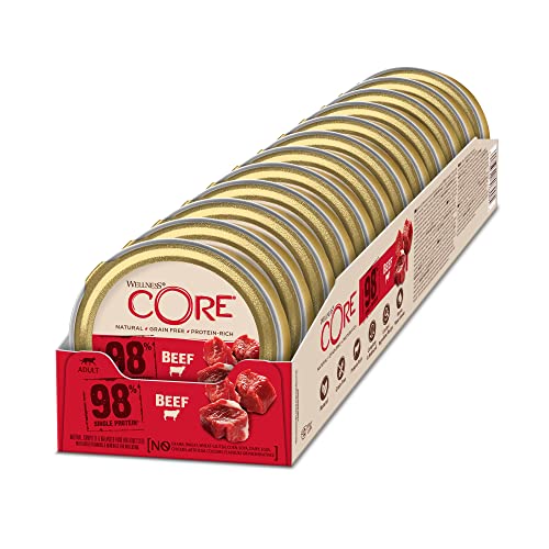 Wellness CORE 98% rundvlees, nat kattenvoer, paté, graanvrij, eiwitrijk, 12 x 85 g