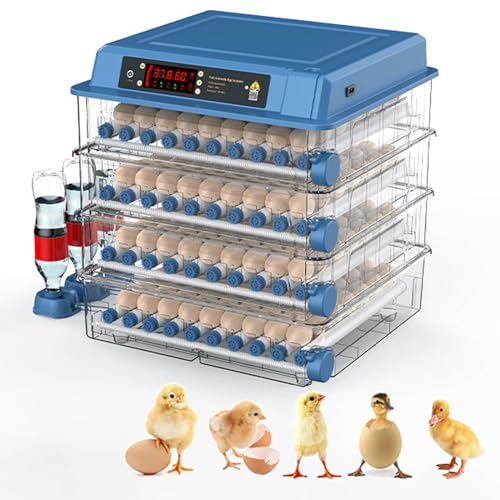 UPIKIT Eierincubator, 64-300 Mini-Eierincubator Met Ladetype, Met Automatisch Draaien Van Eieren En Temperatuur- En Vochtigheids-LED-Display, 360° Zicht Op Gevogelteincubator,232-eggs-US