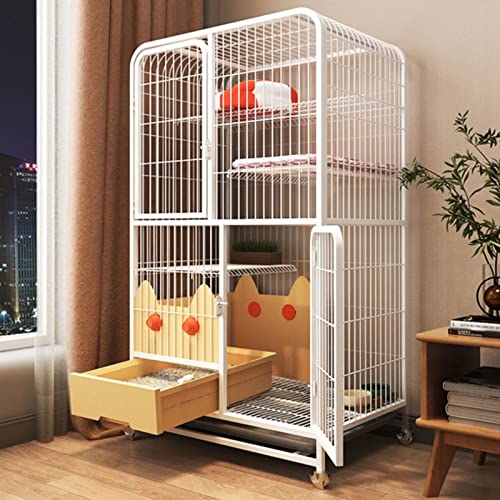 WYRMB DIY Frettenboxen voor binnenshuis Kattenkooien Binnen Grote ruimte voor kattenbak, kleine kooi Kattenbehuizingen Diy Cat Box voor 1-2 katten, fret, chinchilla, konijn, klein (kleur: wit (wit 78*55*1