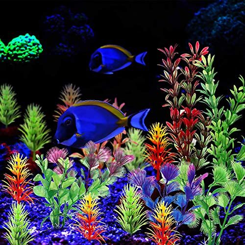 YuChiSX 19 Stuks Aquariumplanten, Kunstaquariumplanten, Aquariumvissen Tank Planten, Plastic Planten, Decoratie voor Aquarium Fish Tank, Kunstmatige Waterplanten, Aquariumdecoratie