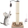 SONGWAY Sisal Rol krabpaal klein met speelgoed – krabpaal stabiel voor katten, sisal kattenspeelgoed, krabpaal beige, krabpaal krabmeubel moderne kat, krabpaal dikke stam, 60 cm