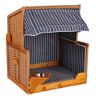 Mr. Deko Hondenstrandstoel PE beige dessin blauw gestreept inclusief beschermkap voor tuin, terrassen, woonkamer, strandstoelen, hondenmand, mandje, strandmand, hond, kat, hondenbed, nap, hondenhok