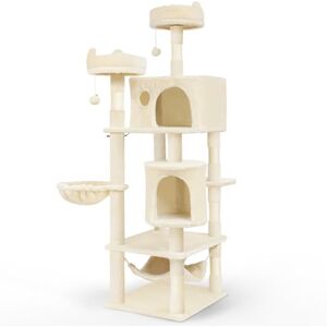 Vounot Kattenboom 168cm Meerdelig Beige - Krabpaal Vounot Kattenboom 168cm Meerdelig Beige - Krabpaal