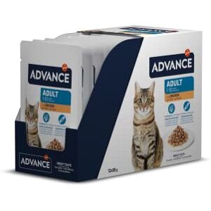 ADVANCE natvoer voor volwassen kippenkatten – Multipack 12 x 85 g – Totaal 1,02 kg