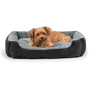 lionto Hondenbed met wendbaar kussen en antislip onderkant, stevig huisdierkussen met lage instap, 75x60 cm, knuffelzacht hondenkussen, zwart/grijs lionto Hondenbed met wendbaar kussen en antislip onderkant, stevig huisdierkussen met lage instap, 75x60 cm, knuffelzacht hondenkussen, zwart/grijs