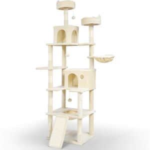 Vounot Kattenboom Toren - 215cm, Beige, Meerdere Niveaus Vounot Kattenboom Toren - 215cm, Beige, Meerdere Niveaus