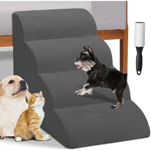 BAKAJI Huisdiertrap - Grijs 4 Treden voor Katten en Honden - Vachtroller BAKAJI Huisdiertrap - Grijs 4 Treden voor Katten en Honden - Vachtroller