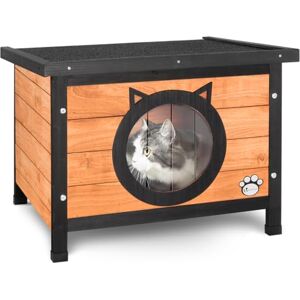 VOUNOT Houten Kattenhuis met Kattenoor Deur - Binnen en Buiten Schuilplek VOUNOT Houten Kattenhuis met Kattenoor Deur - Binnen en Buiten Schuilplek
