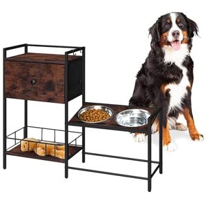 Relaxdays voederstation voor honden, RVS-bakken, opbergruimte, verhoogd, industrieel, 76x90x27 cm, zwart Relaxdays voederstation voor honden, RVS-bakken, opbergruimte, verhoogd, industrieel, 76x90x27 cm, zwart