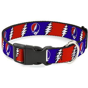 Buckle Down Plastic Clip Halsband - Grateful Dead Rood/Wit/Blauw Buckle Down Plastic Clip Halsband - Grateful Dead Rood/Wit/Blauw