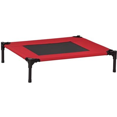 PawHut Verhoogd hondenbed met metalen frame, Zwart en Rood (Medium) Lichtgewicht, verhoogd, draagbaar kattenbed met ademend gaas voor kamperen, strand, reizen PawHut Verhoogd hondenbed met metalen frame, Zwart en Rood (Medium) Lichtgewicht, verhoogd, draagbaar kattenbed met ademend gaas voor kamperen, strand, reizen
