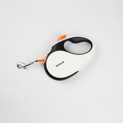 JULIUS K-9 Julius-K9 Retractable Dog Lead, S 5 m Tape, White/Orange – anti-slip handle, ribbon leash, extandable, one handed brake, pause, lock, reflective ribbon, tangle free, heavy duty JULIUS K-9 Julius-K9 Retractable Dog Lead, S 5 m Tape, White/Orange – anti-slip handle, ribbon leash, extandable, one handed brake, pause, lock, reflective ribbon, tangle free, heavy duty