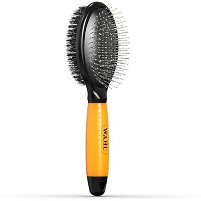 Wahl Two-Sided Brush Zachte borstel met pinnen en borstelharen voor het ontwarren, verzorgingsgereedschap voor huisdieren, ontklitten en gladmaken van vachten, comfortabele handgreep, oranje Huisdierverzorgingsgereedschap, verwijdert dode haren en maakt Wahl Two-Sided Brush Zachte borstel met pinnen en borstelharen voor het ontwarren, verzorgingsgereedschap voor huisdieren, ontklitten en gladmaken van vachten, comfortabele handgreep, oranje Huisdierverzorgingsgereedschap, verwijdert dode haren en maakt