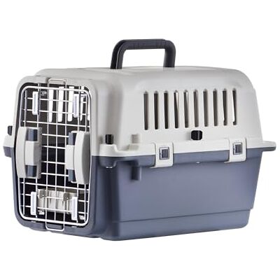 Lanco Draagbare en ademende plastic grote hondendrager. Huisdieren honden en katten. Resistent materiaal. 24x16x16 inch (L*W*H). Grijze en witte kleur. Lanco Draagbare en ademende plastic grote hondendrager. Huisdieren honden en katten. Resistent materiaal. 24x16x16 inch (L*W*H). Grijze en witte kleur.