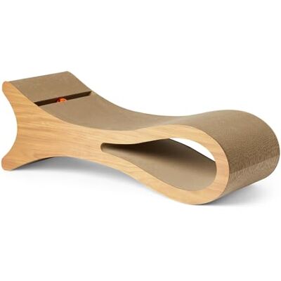 Amazon Basics krabmeubel voor katten, krabbak in de vorm van een kattenbed, krabmat, golfkarton, interactief balspeelgoed en kattenkruid, FSC-gecertificeerd, 87,1cm x 30,0cm x 30,0cm, houtkleuren Amazon Basics krabmeubel voor katten, krabbak in de vorm van een kattenbed, krabmat, golfkarton, interactief balspeelgoed en kattenkruid, FSC-gecertificeerd, 87,1cm x 30,0cm x 30,0cm, houtkleuren