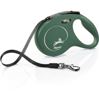 FLEXI Classic M riem 5 m olijfgroen, rollijn voor honden tot 25 kg FLEXI Classic M riem 5 m olijfgroen, rollijn voor honden tot 25 kg