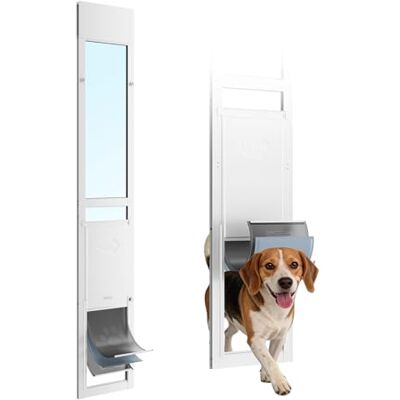 VEVOR Schuifdeur voor huisdieren, in hoogte verstelbaar van 1927 mm tot 2049 mm, frame van aluminiumlegering met draaibare scharnierklep en veiligheidssluiting, voor grote honden te huur VEVOR Schuifdeur voor huisdieren, in hoogte verstelbaar van 1927 mm tot 2049 mm, frame van aluminiumlegering met draaibare scharnierklep en veiligheidssluiting, voor grote honden te huur