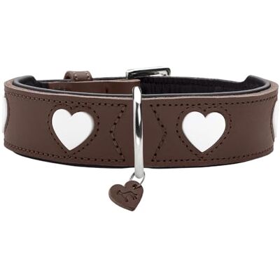 HUNTER hondenhalsband LOVE, kleur: bruin/zwart, zacht en robuust rundleer, afzonderlijk ingenaaide harten, handgemaakt, hoog draagcomfort, bijzonder soepel, Made in Germany, maat: 65 HUNTER hondenhalsband LOVE, kleur: bruin/zwart, zacht en robuust rundleer, afzonderlijk ingenaaide harten, handgemaakt, hoog draagcomfort, bijzonder soepel, Made in Germany, maat: 65