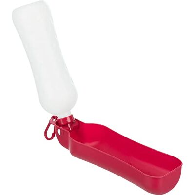Trixie T2462 Plastic Reis Drinkfles met Kom, voor Huisdieren, Rood, 250 ml Trixie T2462 Plastic Reis Drinkfles met Kom, voor Huisdieren, Rood, 250 ml
