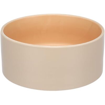 Flamingo Ronde voedsel- en waterkom, beige/oranje, 1,2 liter, luxe hoogwaardig keramiek, robuust en duurzaam, elegant ontwerp Flamingo Ronde voedsel- en waterkom, beige/oranje, 1,2 liter, luxe hoogwaardig keramiek, robuust en duurzaam, elegant ontwerp