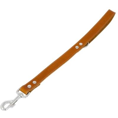 JACK AND VANILLA , Korte hondenriem, model vet leer, cognac, maat 25 mm x 50 cm JACK AND VANILLA , Korte hondenriem, model vet leer, cognac, maat 25 mm x 50 cm