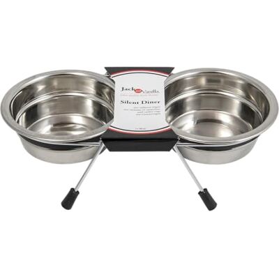 JACK AND VANILLA , Set van stille voerbakken van roestvrij staal voor dieren, elegant design, gemakkelijk te reinigen, inhoud 2 x 380 ml, ideaal voor kleine en middelgrote dieren, zilver, model Bon JACK AND VANILLA , Set van stille voerbakken van roestvrij staal voor dieren, elegant design, gemakkelijk te reinigen, inhoud 2 x 380 ml, ideaal voor kleine en middelgrote dieren, zilver, model Bon