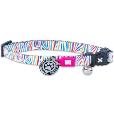 Max&Molly Regenboog Zebra Kattenhalsband - Veiligheidsetiket & Breakaway Vijs Max&Molly Regenboog Zebra Kattenhalsband - Veiligheidsetiket & Breakaway Vijs