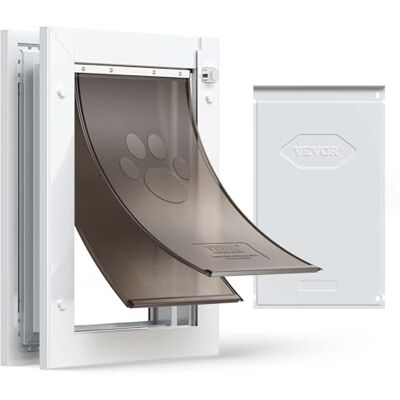 VEVOR Kattenluik voor honden en katten met dubbele deur magneetsluiting, kattenluik frame van aluminiumlegering dikte compatibel 2,7-5,08 cm, huisdierdeur honden maat M VEVOR Kattenluik voor honden en katten met dubbele deur magneetsluiting, kattenluik frame van aluminiumlegering dikte compatibel 2,7-5,08 cm, huisdierdeur honden maat M