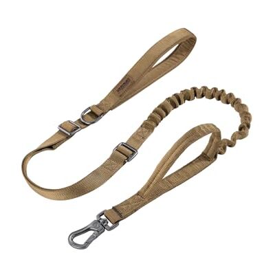 EXCELLENT ELITE SPANKER Tactische hondenriem, bungee-riem, militaire training met verkeersregelgrepen (Coyote Brown) Tactische Nylon Heavy Duty No Pull Quick Release Leads Touw met 2 Controle Handvat voor Medium Grote X-Large Honden EXCELLENT ELITE SPANKER Tactische hondenriem, bungee-riem, militaire training met verkeersregelgrepen (Coyote Brown) Tactische Nylon Heavy Duty No Pull Quick Release Leads Touw met 2 Controle Handvat voor Medium Grote X-Large Honden