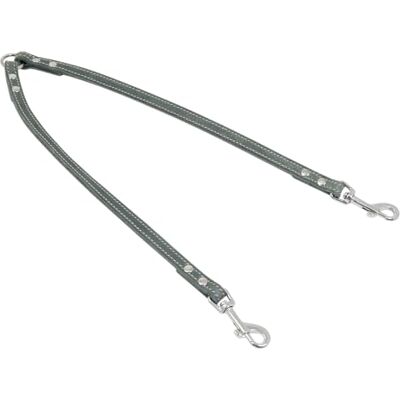 JACK AND VANILLA , Dubbele hondenriem, model vet leer, kleur grijs, maat 10 mm x 40 cm JACK AND VANILLA , Dubbele hondenriem, model vet leer, kleur grijs, maat 10 mm x 40 cm