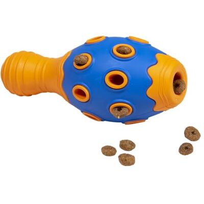 JACK AND VANILLA , Duurzaam rubberen hondenspeelgoed, blauw en oranje kleurrijk ontwerp, functie voor het afgeven van lekkernijen, maat 15,3 cm, ideaal voor kleine en middelgrote dieren JACK AND VANILLA , Duurzaam rubberen hondenspeelgoed, blauw en oranje kleurrijk ontwerp, functie voor het afgeven van lekkernijen, maat 15,3 cm, ideaal voor kleine en middelgrote dieren