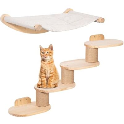Todeco Katten Wandklimmer - Ondersteunt 15kg, Incl. Ladder & Hangmat Todeco Katten Wandklimmer - Ondersteunt 15kg, Incl. Ladder & Hangmat