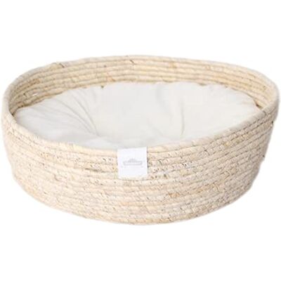 Dehner Premium Lovely Knuffelbed, goede slaap, Ø 38 cm, hoogte 13 cm, natuurmateriaal/pluche, wit/beige Dehner Premium Lovely Knuffelbed, goede slaap, Ø 38 cm, hoogte 13 cm, natuurmateriaal/pluche, wit/beige