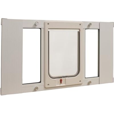 Ideal Pet Products Ideale huisdierproducten aluminium sjerp raam huisdierdeur, verstelbaar om raambreedtes van 27 inch tot 32 inch te passen, Chubby Kat 7-1/2 "x 10-1/2" flapgrootte Ideal Pet Products Ideale huisdierproducten aluminium sjerp raam huisdierdeur, verstelbaar om raambreedtes van 27 inch tot 32 inch te passen, Chubby Kat 7-1/2 "x 10-1/2" flapgrootte