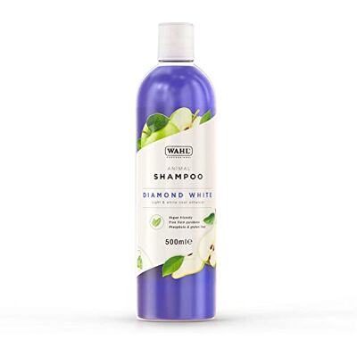 Wahl Diamond White Animal Shampoo 500ml, Light & White Coat Enhancer, 15:1 concentraat, veganistisch, zonder parabenen Wahl Diamond White Animal Shampoo 500ml, Light & White Coat Enhancer, 15:1 concentraat, veganistisch, zonder parabenen