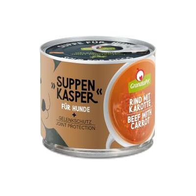 GranataPet Soepcasper rundvlees met wortel, soep voor gelukkige honden, snack met groenlipmossel en mineralen, hondenvoer zonder granen voor een diervriendelijke voeding, 140 g GranataPet Soepcasper rundvlees met wortel, soep voor gelukkige honden, snack met groenlipmossel en mineralen, hondenvoer zonder granen voor een diervriendelijke voeding, 140 g