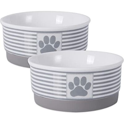 Bone Dry Paw & Patch keramische huisdier collectie, kleine set, 10,8x5 cm, grijs, 2-delig Bone Dry Paw & Patch keramische huisdier collectie, kleine set, 10,8x5 cm, grijs, 2-delig