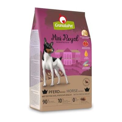 GranataPet Mini Royal Paard Mono, monoproteïne droogvoer voor honden, hondenvoer zonder granen en zonder toegevoegde suiker, volledig voer voor volwassen honden, 1 kg GranataPet Mini Royal Paard Mono, monoproteïne droogvoer voor honden, hondenvoer zonder granen en zonder toegevoegde suiker, volledig voer voor volwassen honden, 1 kg