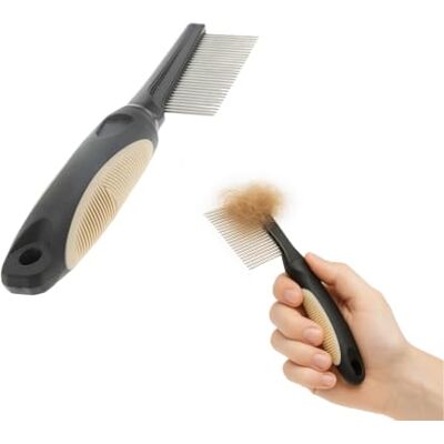 Rosewood Vachtkam voor Honden en Katten Maat M, hondenkam en kattenkam voor dagelijkse vachtverzorging, met roestvrije metalen tanden en ergonomische antislipgreep Rosewood Vachtkam voor Honden en Katten Maat M, hondenkam en kattenkam voor dagelijkse vachtverzorging, met roestvrije metalen tanden en ergonomische antislipgreep