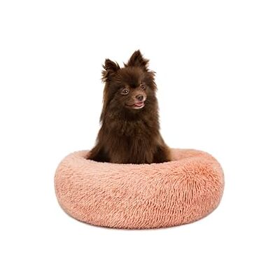 lionto Donutbed voor honden en katten, pluizig rond hondenbed voor kleine en grote huisdieren, (S) 40 cm Ø, zacht kattenbed van knuffelpluche, hondenkussen met extra dikke vulling, rosa lionto Donutbed voor honden en katten, pluizig rond hondenbed voor kleine en grote huisdieren, (S) 40 cm Ø, zacht kattenbed van knuffelpluche, hondenkussen met extra dikke vulling, rosa