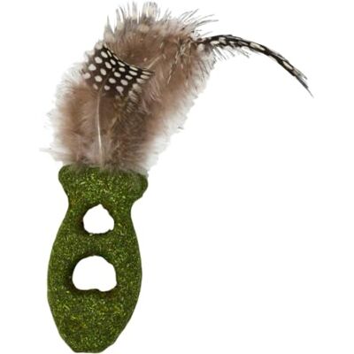 JACK AND VANILLA , Interactief kattenspeelgoed in visvorm met veer, stimuleert het jachtinstinct, 6,5 cm, kleur groen/bruin, ideaal voor actief en boeiend spel, model Herbals JACK AND VANILLA , Interactief kattenspeelgoed in visvorm met veer, stimuleert het jachtinstinct, 6,5 cm, kleur groen/bruin, ideaal voor actief en boeiend spel, model Herbals