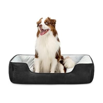lionto 2-in-1 Hondenbed met comfortabele Instap, Knus Huisdierenbed omkeerbaar voor Honden en Katten, (L) 110x80 cm, Hondenkussen in Onderhoudsvriendelijke Suède-Look, Zwart/Grijs lionto 2-in-1 Hondenbed met comfortabele Instap, Knus Huisdierenbed omkeerbaar voor Honden en Katten, (L) 110x80 cm, Hondenkussen in Onderhoudsvriendelijke Suède-Look, Zwart/Grijs