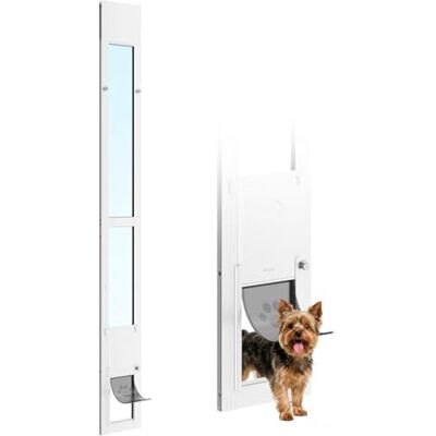 VEVOR Hondendeur voor schuifdeuren, in hoogte verstelbaar van 1927 mm tot 2049 mm, frame van aluminiumlegering met draaibare scharnierklep en veiligheidssluiting, voor kleine huisdieren VEVOR Hondendeur voor schuifdeuren, in hoogte verstelbaar van 1927 mm tot 2049 mm, frame van aluminiumlegering met draaibare scharnierklep en veiligheidssluiting, voor kleine huisdieren